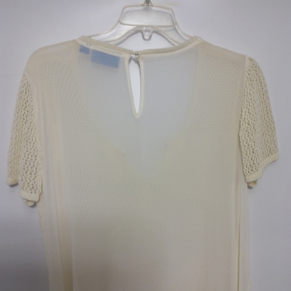 SIMPLY VERA WAFFLE KNIT SHEER TOP CREAM COLOR XL - Picture 7 of 7
